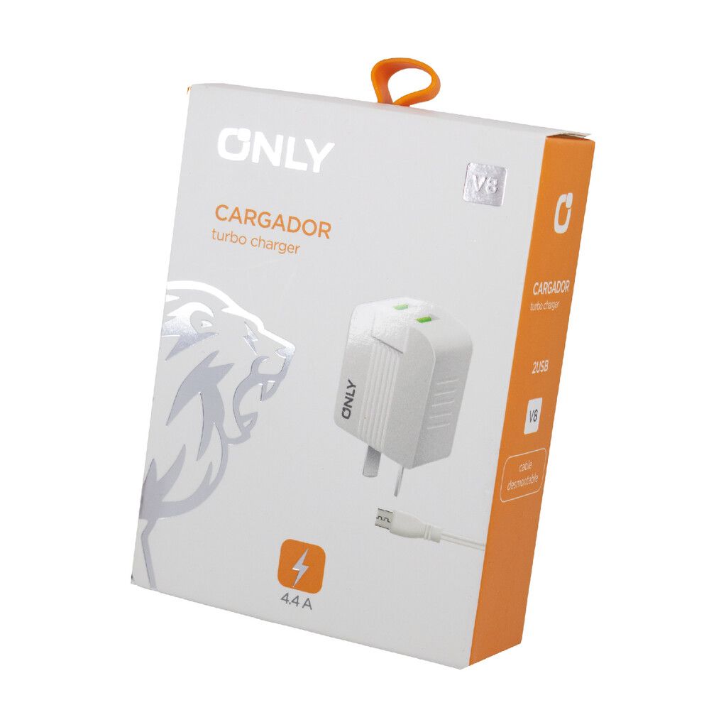 CARGADOR 220V ONLY TURBO CHARGER 4.4A 2USB CABLE Micro usb – – ON PLAY 2023